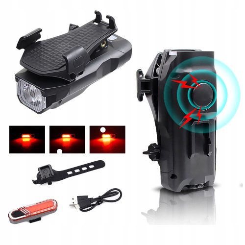  Wheel-Up LED bicycle lighting black + BICYCLE REAR LIGHT USB WHEEL UP 5 LED MODES