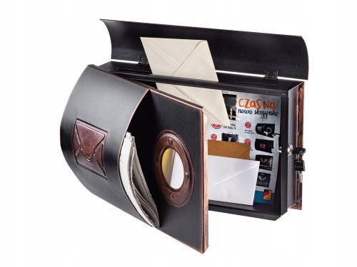 Handmade mailbox with letterbox, with black IronWood newspaper holder