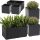  Lamela flowerpot 80 cm x 40 x 40 cm black plastic, grey and silver tones + 2× Lamela flowerpot 40 cm x 40 x 39.4 cm black plastic