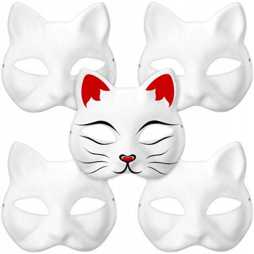  Pack of 5 cat face masks, Halloween, blank, free therian!!