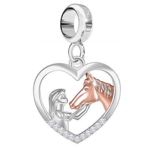  Silver CHARMS Girl with Horse Horse Rhinestones Child Heart Heart