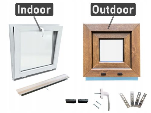 Lorac golden oak PVC tilt window 400 mm x 400 mm