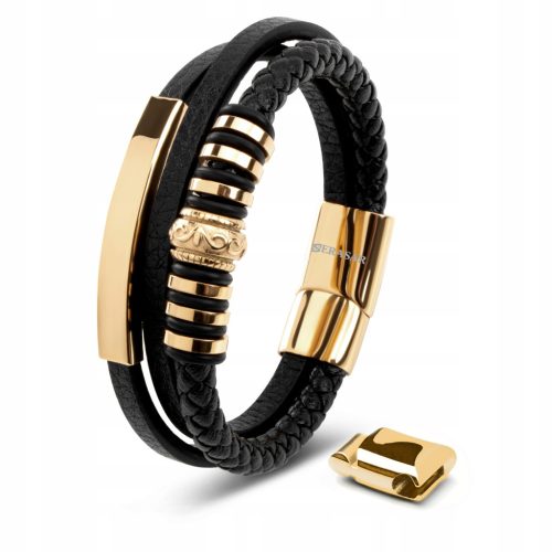  Men's Leather Bracelet [Shine] Gold