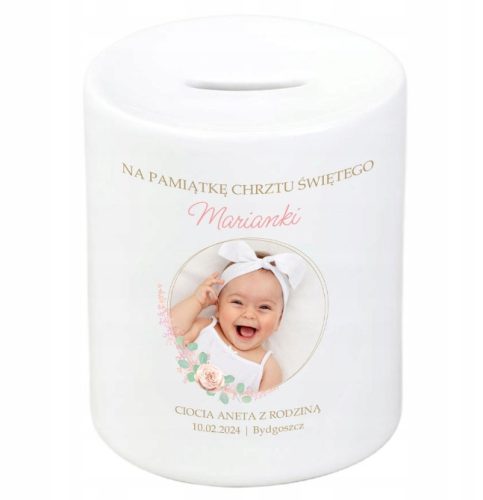  A piggy bank gift with your OWN PRINTED PHOTO for BAPTISM, WEDDING, ANNIVERSARY