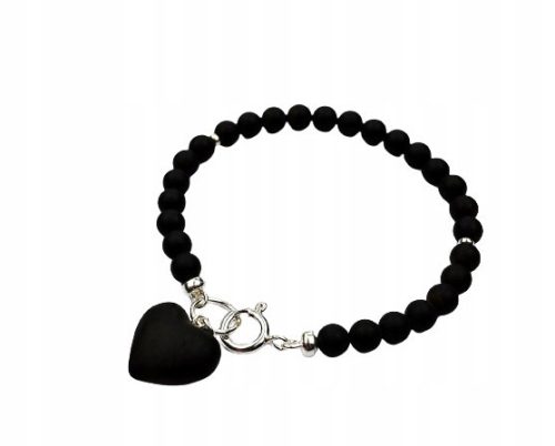  BRACELET MATT BLACK AMBER HEART