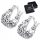  K475 Silver vintage heart hoops with crystals clasps silver 925