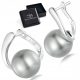  K497 Gray pearl earrings clasps silver 925