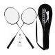 BADMINTON RACKET SET, BLACK, SOLID COVER, 2 BLACK BOWLS