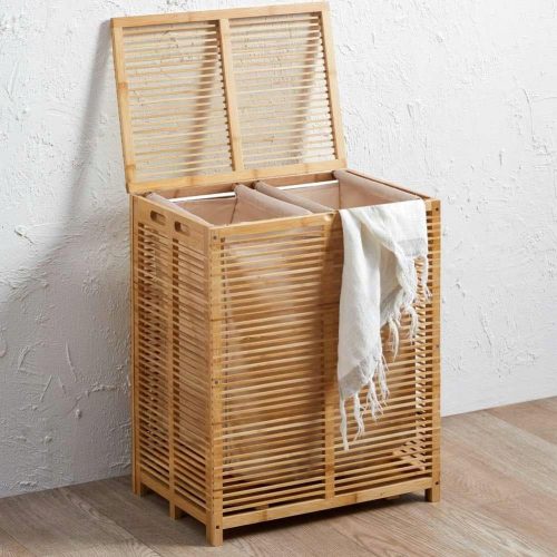 Bakaji 90l natural laundry basket