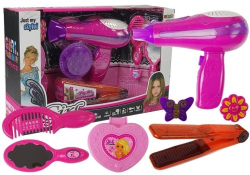  Beauty Set with Accessories Hair Dryer Straightener Pink