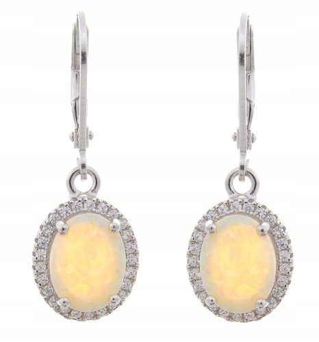  HANGING SILVER EARRINGS RHODIUM-PLATED MARQUISE OPAL !!