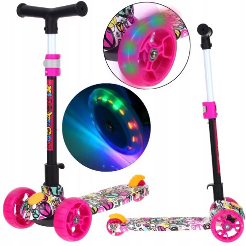  Three-wheeled balance scooter for children, with luminous LED wheels, foldable