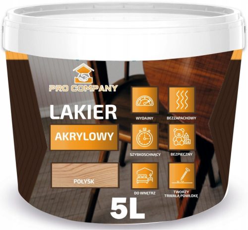 Vernis acrylique Pro Company pour bois 5L brillant