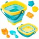 Sand play set, foldable silicone buckets, accessories, molds