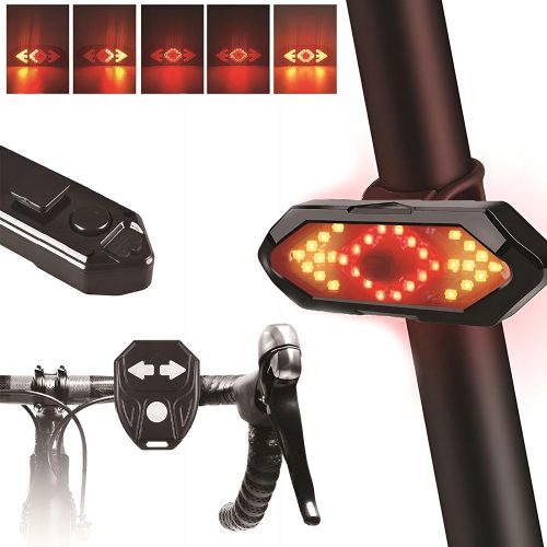  BICYCLE REAR LIGHT, BICYCLE INDICATOR, USB SIGNAL + REMOTE CONTROL