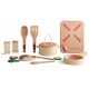  WOODEN KITCHEN ACCESSORIES POTS CHILDREN'S UTENSILS SET