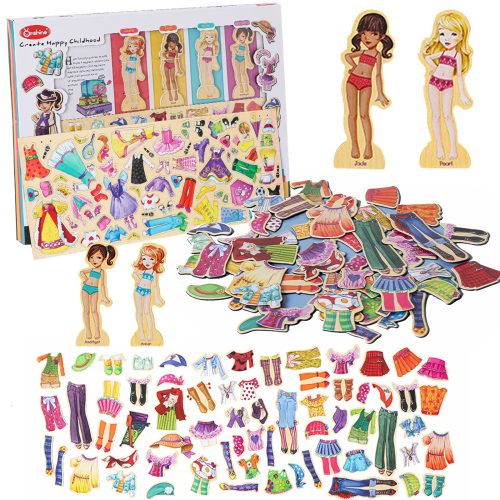  Magnetic wooden dress-up toy, 67 pieces. Fashion