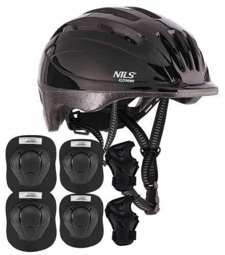  Casque de vélo enfant réglable 48-52 + ensembles de protections Nils Extreme H210 S