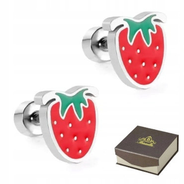  Silver Earrings For Girls Children Surgical Steel Strawberry