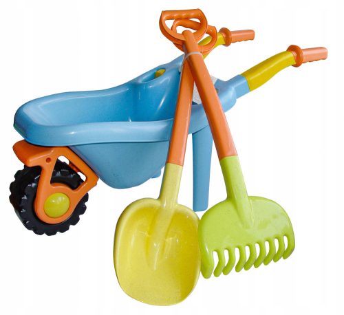 ECO Line blue wheelbarrow + rake shovel