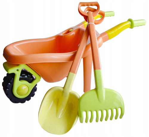 ECO Line salmon-colored wheelbarrow + rake shovel