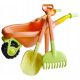 ECO Line salmon-colored wheelbarrow + rake shovel