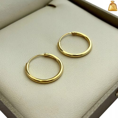  GOLD HOOP EARRINGS 2 CM SILVER 925 GOLD 585 GOLD PLATED GIFT