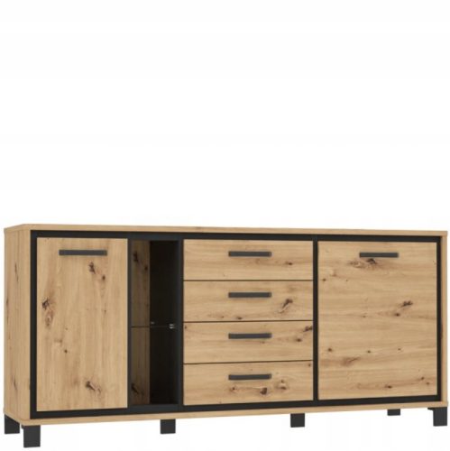  Forte Trondheim Chest of Drawers 177.4 x 41.5 x 81.3 cm Artisan Oak, Matt Black Oak