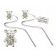  925 SILVER EARRINGS LONG HANGING STUD THREADED TEDDY BEARS SILVER 925