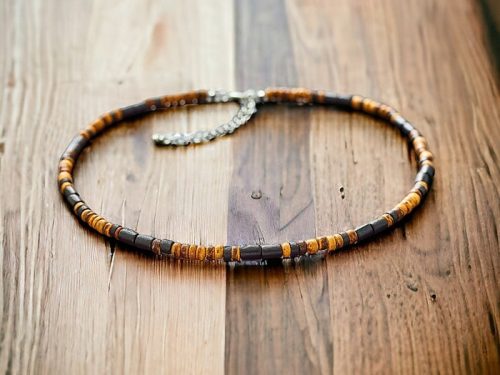  Wooden bead necklace under the neck / adjustable length