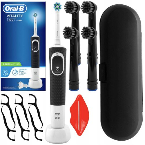  ORAL-B VITALITY 100 ELECTRIC TOOTHBRUSH BLACK + CASE + TIPS