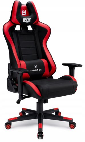  IMBA Seat Fighter Gaming Chair, Black and Red Faux Leather
