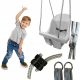 Gray bucket swing, metal fasteners, rope adjustment, Polish product