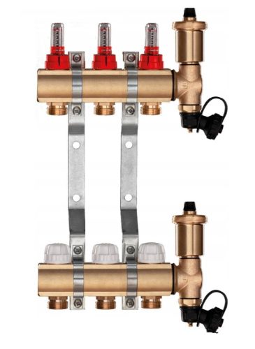  Brass distributor for underfloor heating, 3 sections