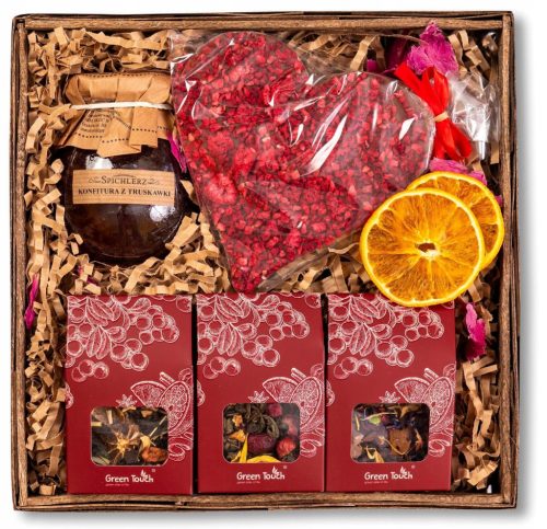  GIFT BASKET gift set of teas chocolate with raspberries jam box
