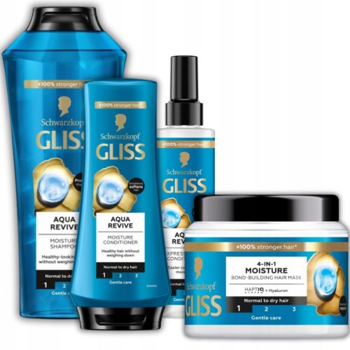  Gliss Aqua Revive Shampoo Mask Conditioner for dry and normal hair 4 pcs