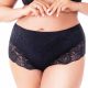  Elegant Cotton High Lace Panties in Black PLUS SIZE