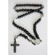  Benedictine men's rosary with onyx stones on a string with a pouch case