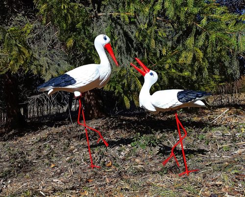  Decorative garden figure STORK FAMILY - MOTHER WITH BABY