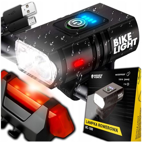  Exquvish Bicycle Light Bicycle Light Front Rear Bicycle Light 1000LM Battery