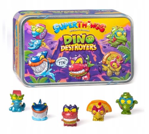  SUPER ZINGS Things Tin Dino Destroyers Metalldose 5 Figuren