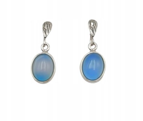  925 SILVER EARRINGS WITH NATURAL MINERAL BLUE CHALCEDONIA