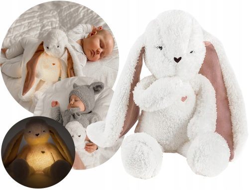  Humming Teddy Bear Rabbit Sleeper, Ecru Pink, 5-in-1 Mechanism, Szumisie Lamp