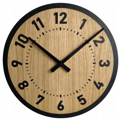  WOODEN WALL CLOCK Oak YUKON 40 cm quiet OAK