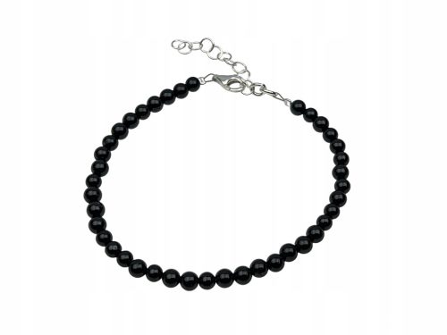  silver bracelet pr. 925 black tourmaline ball 4 mm adjustable