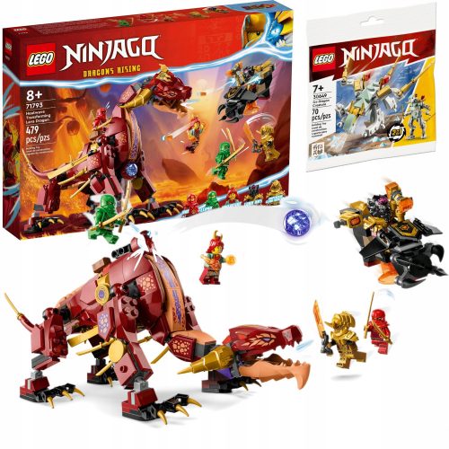  LEGO Ninjago Lava Dragon Transforms into a Fire Wave 71793 + LEGO Ninjago Ice Dragon 30649