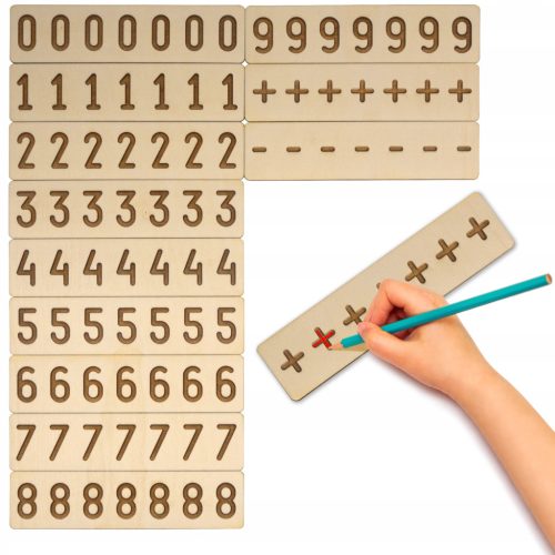  Wooden Graphomotor Board for Learning to Write NUMBERS Montessori 12 pcs