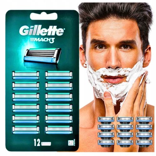  Gillette Mach 3 Blade Refills for Mach3 Razor 12 Pieces Efficient