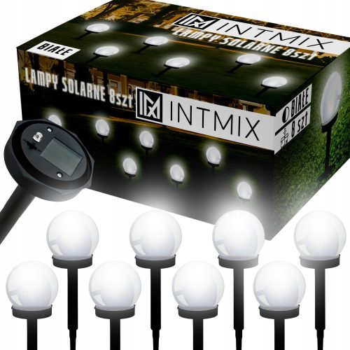  INTMIX embedded solar lamp, white, 34 cm, 8 pcs.