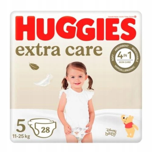  Diapers HUGGIES Extra Care 5 (11-25kg) 4in1 hypoallergenic 28 pcs